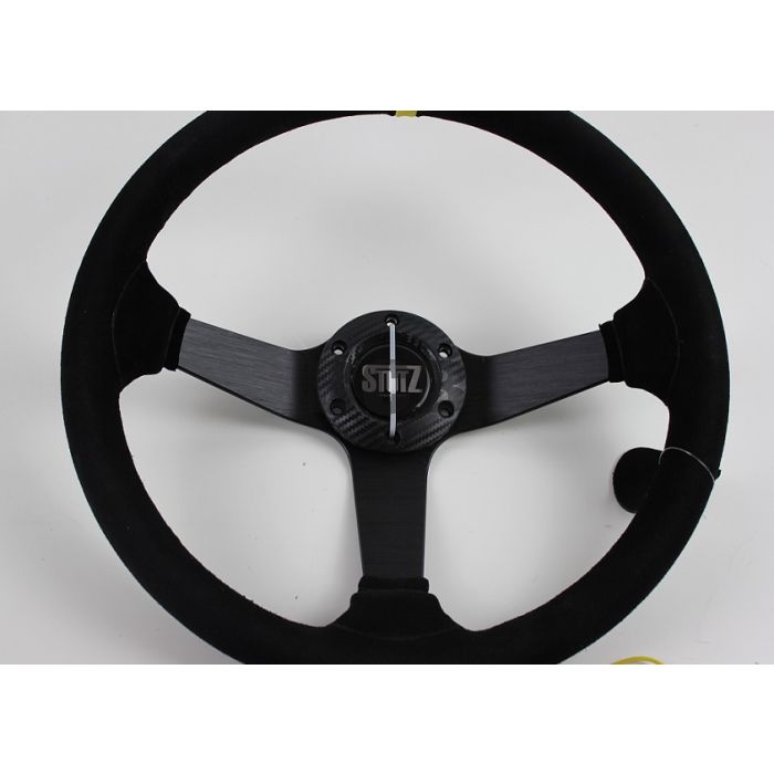 Ratt Stutz 350mm 71 Dypt Semsket Skinn Motorsportratt