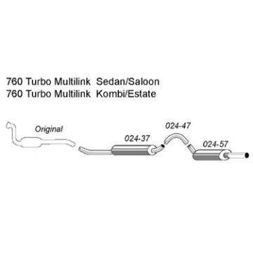 EKSOSANLEGG 2,5" SPORT 760 TURBO  M/MULTILINK HALVSATS