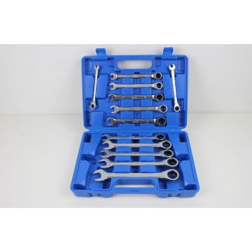 Skralle kombinøkkelsett 8-19 mm i plastkasse