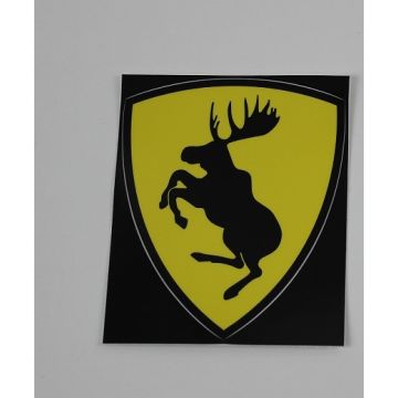 Stickers-klistremerke "Ferrari-ELG  svart/gul  66x72 mm.