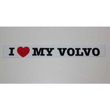 Sticker-klistremerke  I Love my Volvo  hvit/svart ca.2x18 cm